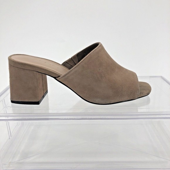 Aldo Shoes - Aldo Womens Mules Slides Sandals Shoes Sz 6 Tan Suede Chunky Heel 2.5" Open Toe